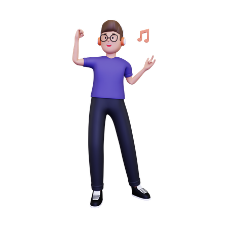 Homme appréciant la musique  3D Illustration