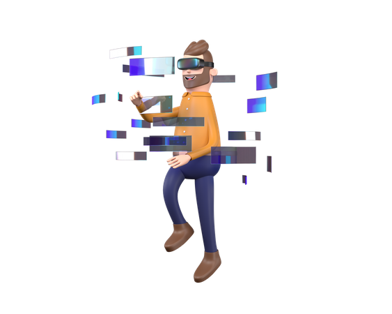 Homme appréciant la réalité virtuelle  3D Illustration