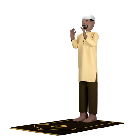 Homme arabe dans la pose de Takbir  3D Icon