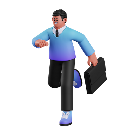 L'homme arrive en retard  3D Illustration