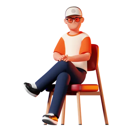 Homme assis pose  3D Illustration