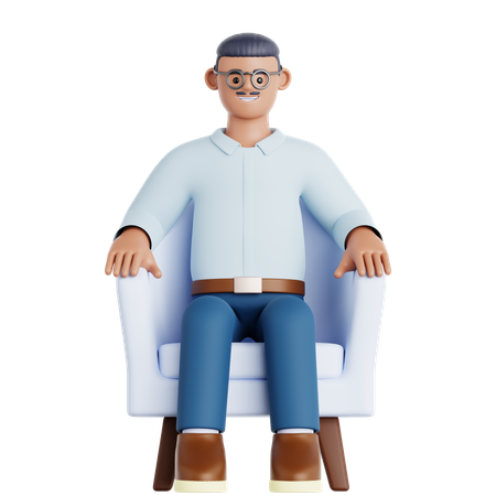 Homme assis sur un canapé  3D Illustration