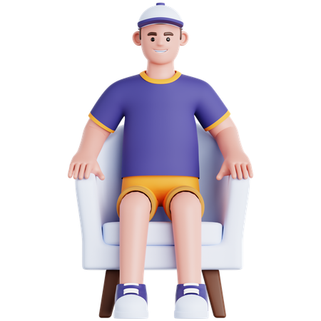 Homme assis sur un canapé  3D Illustration