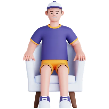 Homme assis sur un canapé  3D Illustration