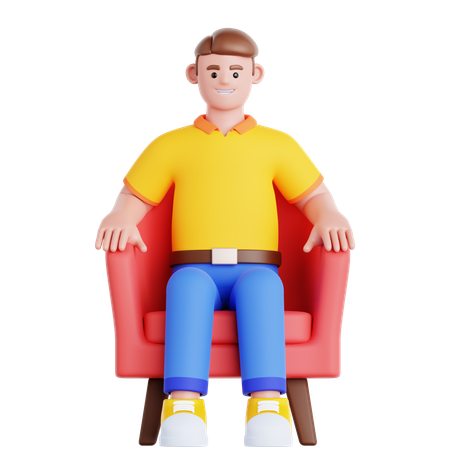 Homme assis sur un canapé  3D Illustration