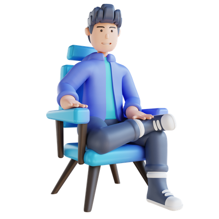 Homme assis sur un canapé  3D Illustration