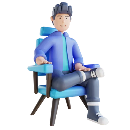 Homme assis sur un canapé  3D Illustration