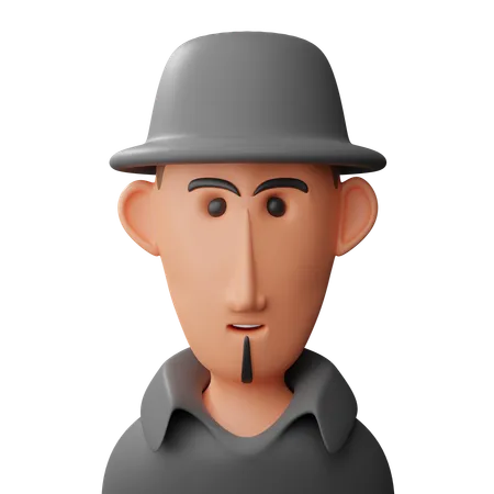 Avatar homme avec chapeau  3D Icon