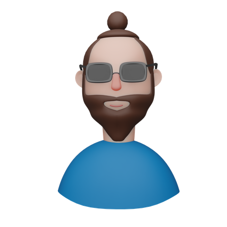 Homme au chignon  3D Illustration