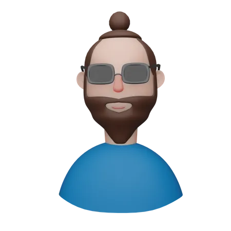 Homme au chignon  3D Illustration