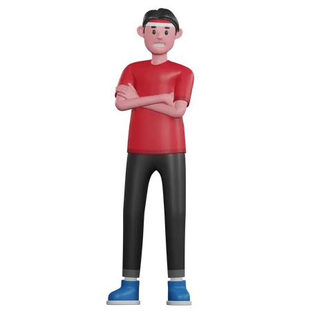 Homme aux bras croisés pose  3D Illustration