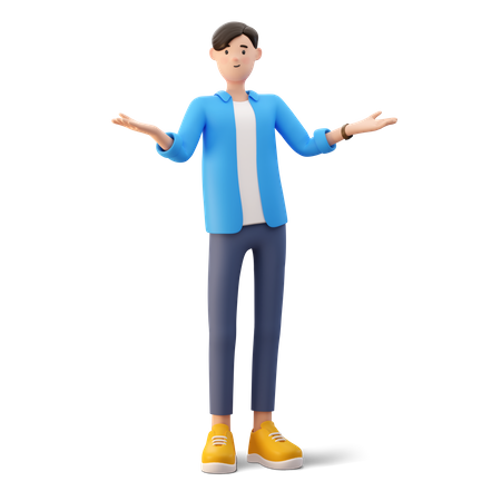 Homme aux bras grands ouverts  3D Illustration