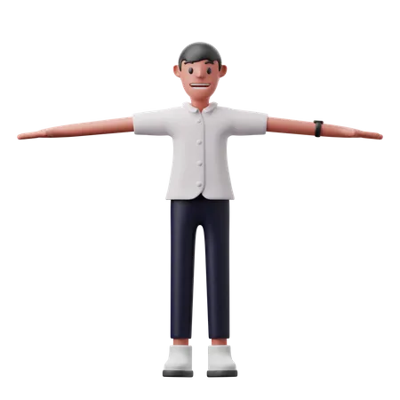 Homme aux bras grands ouverts  3D Illustration