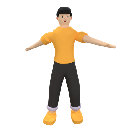 Homme aux bras grands ouverts  3D Illustration