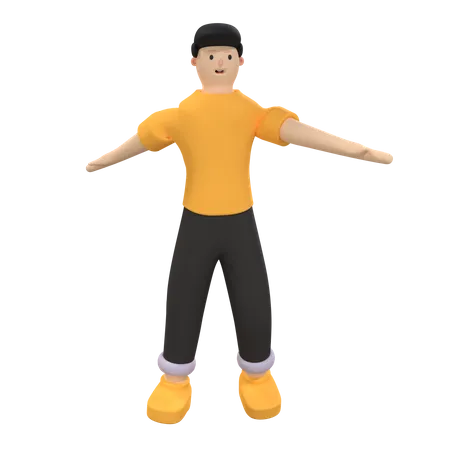 Homme aux bras grands ouverts  3D Illustration