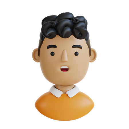 Homme aux cheveux bouclés  3D Icon