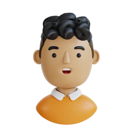 Homme aux cheveux bouclés  3D Icon