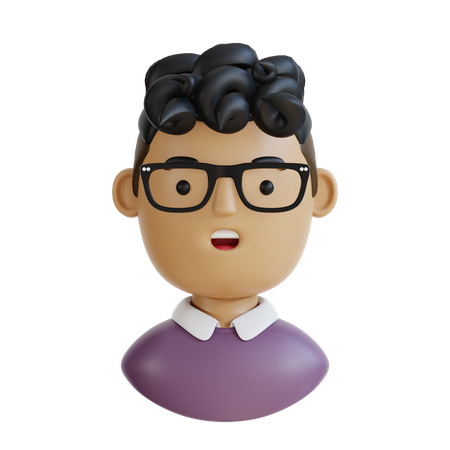 Homme aux cheveux bouclés  3D Icon