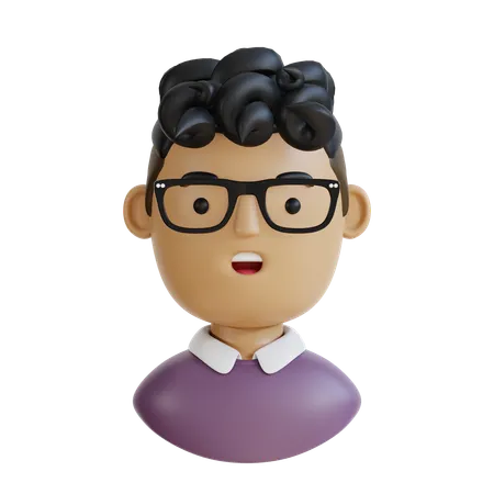 Homme aux cheveux bouclés  3D Icon