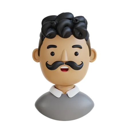 Homme aux cheveux bouclés  3D Icon