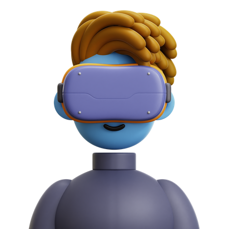 Homme aux cheveux dreadlockés avec des lunettes VR  3D Icon