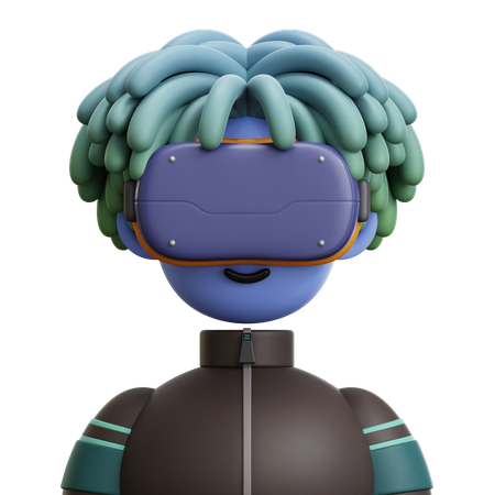 Homme aux cheveux dreadlockés avec des lunettes VR  3D Icon