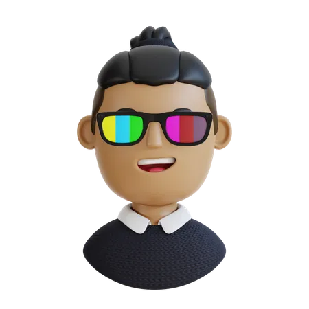 Homme avec des lunettes colorées  3D Icon