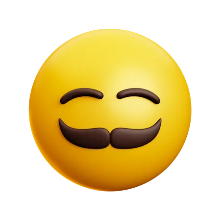 Homme aux yeux souriant avec moustache  3D Icon