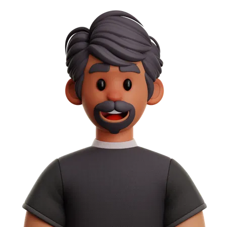 Homme cheveux courts avec barbe  3D Icon