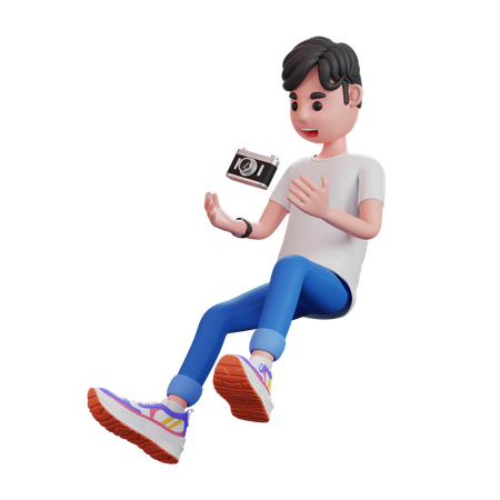 Homme avec caméra  3D Illustration