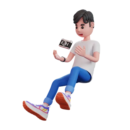 Homme avec caméra  3D Illustration