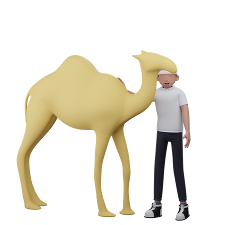 Homme avec chameau  3D Icon