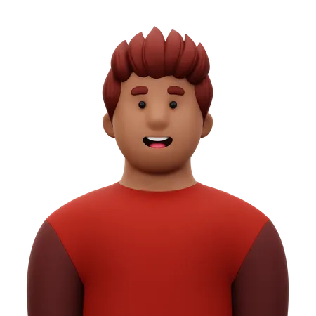 Homme avec une chemise rouge  3D Icon