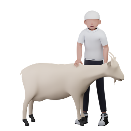 Homme avec une chèvre  3D Icon