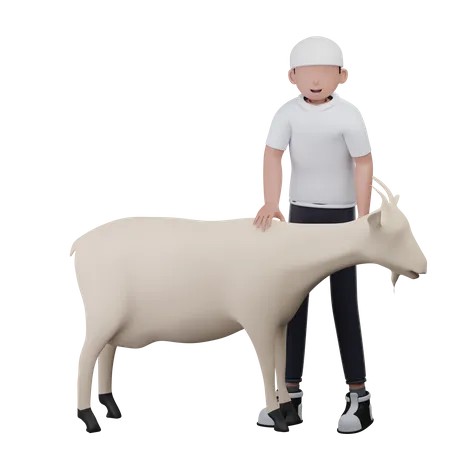 Homme avec une chèvre  3D Icon