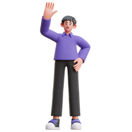 Homme avec un geste high five  3D Illustration