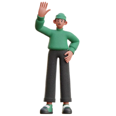 Homme avec un geste high five  3D Illustration