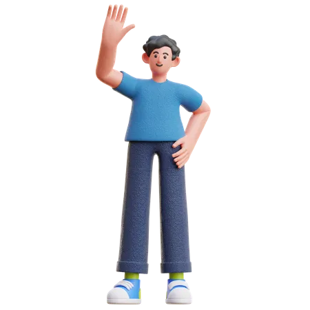 Homme avec un geste high five  3D Illustration