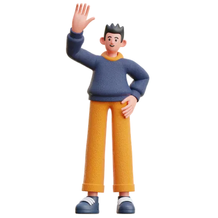 Homme avec un geste high five  3D Illustration