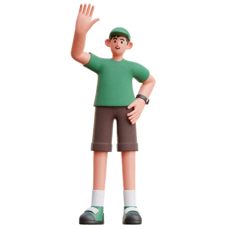 Homme avec un geste high five  3D Illustration