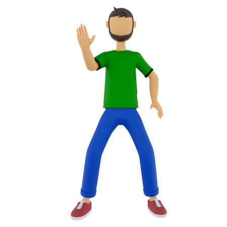 Homme avec un geste high five  3D Illustration