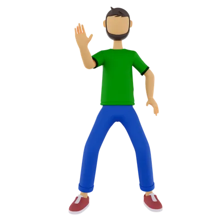 Homme avec un geste high five  3D Illustration