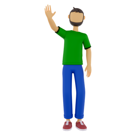 Homme avec un geste high five  3D Illustration