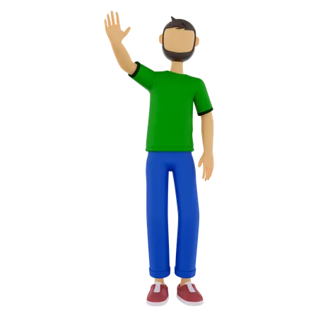 Homme avec un geste high five  3D Illustration