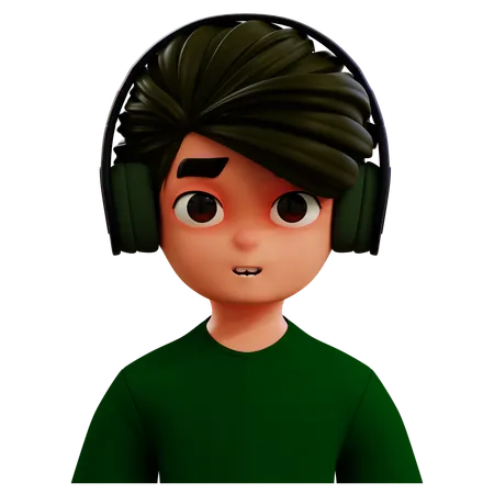 Avatar masculin avec un casque  3D Icon