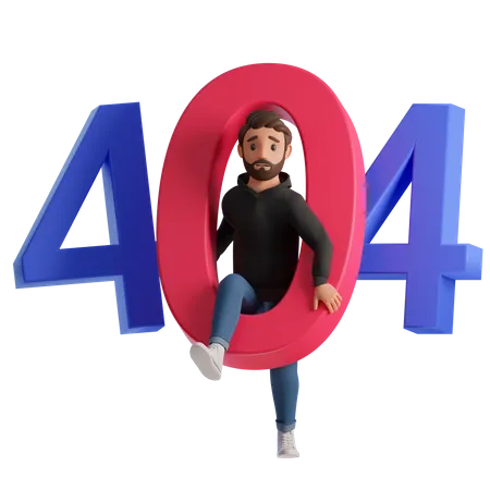 Homme avec une erreur 404  3D Illustration