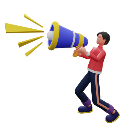 Homme avec mégaphone  3D Illustration