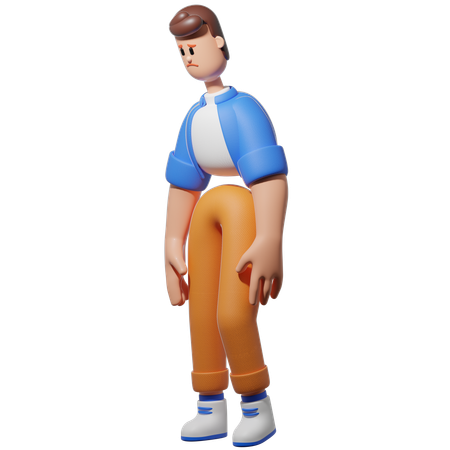 Homme avec une pose triste  3D Illustration