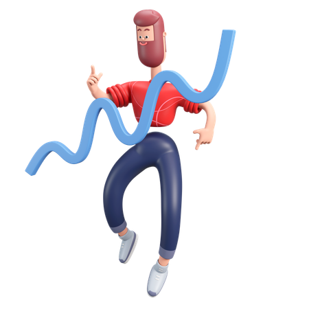 Homme avec tableau de progrès  3D Illustration