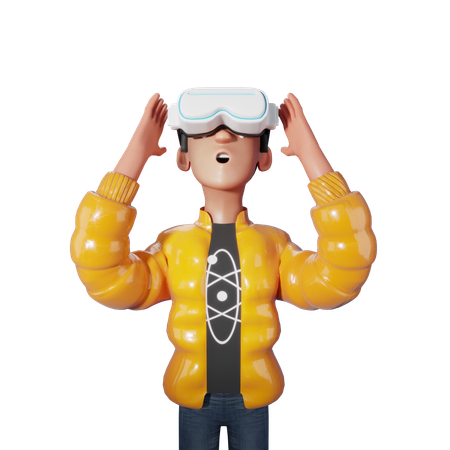 Homme avec réalité virtuelle  3D Illustration